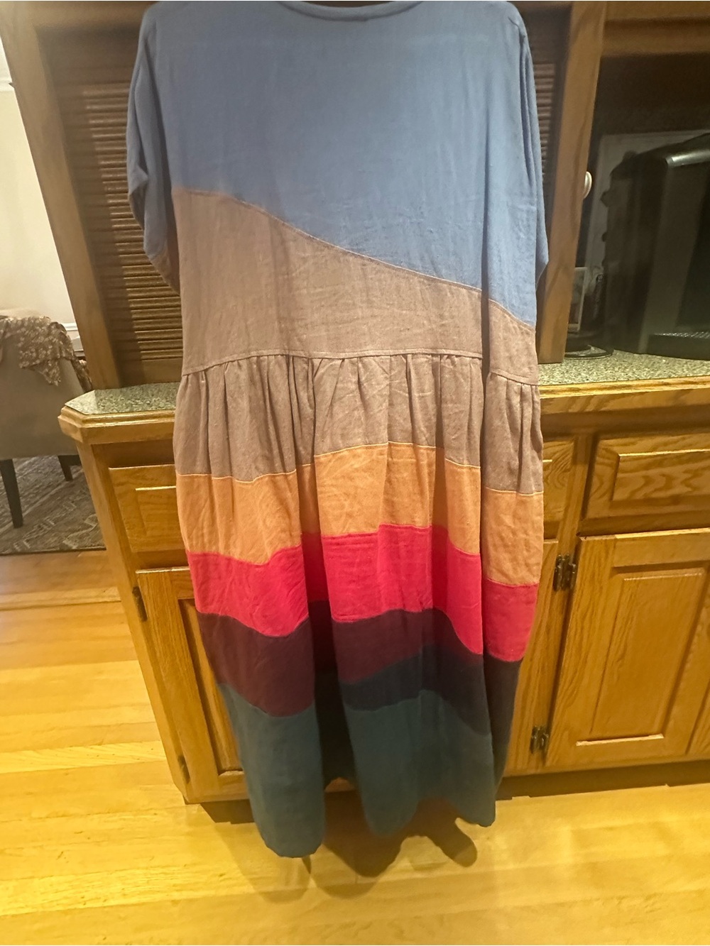 Thread & Sprout Girls' Tiered Dress in Blue and Pink - Picture 3 of 3